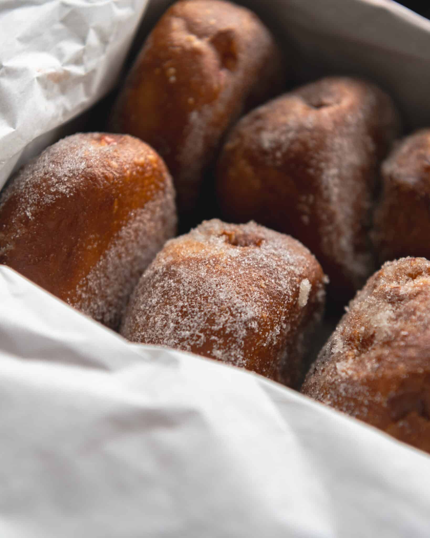 Fresh sugar-coated malasadas from Leonard's Bakery in Honolulu